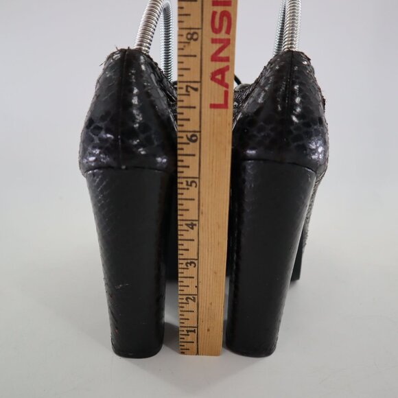 Mia Gilly Platform Heels Womens 8M Black Y2K Strappy Snakeskin Edgy Clubbing 90s - Picture 4 of 11